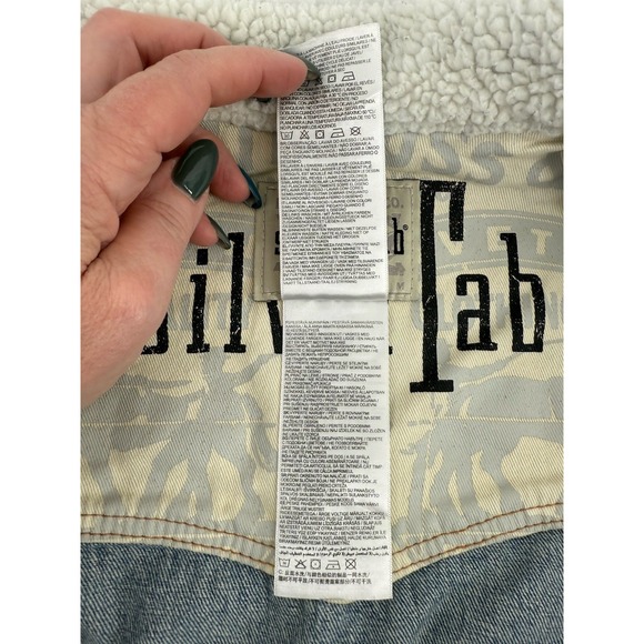 VTG Levi's Silver Tab Trucker Jean Jacket Youth 10-12 yrs Denim Sherpa Collar - Picture 16 of 16